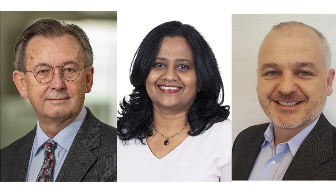 Wayne Swann, director of Morgan State's OTT, left; Arti Santhanam, executive director of MII; and Birol Ozturk, a recipient of MII's Phase I funding.