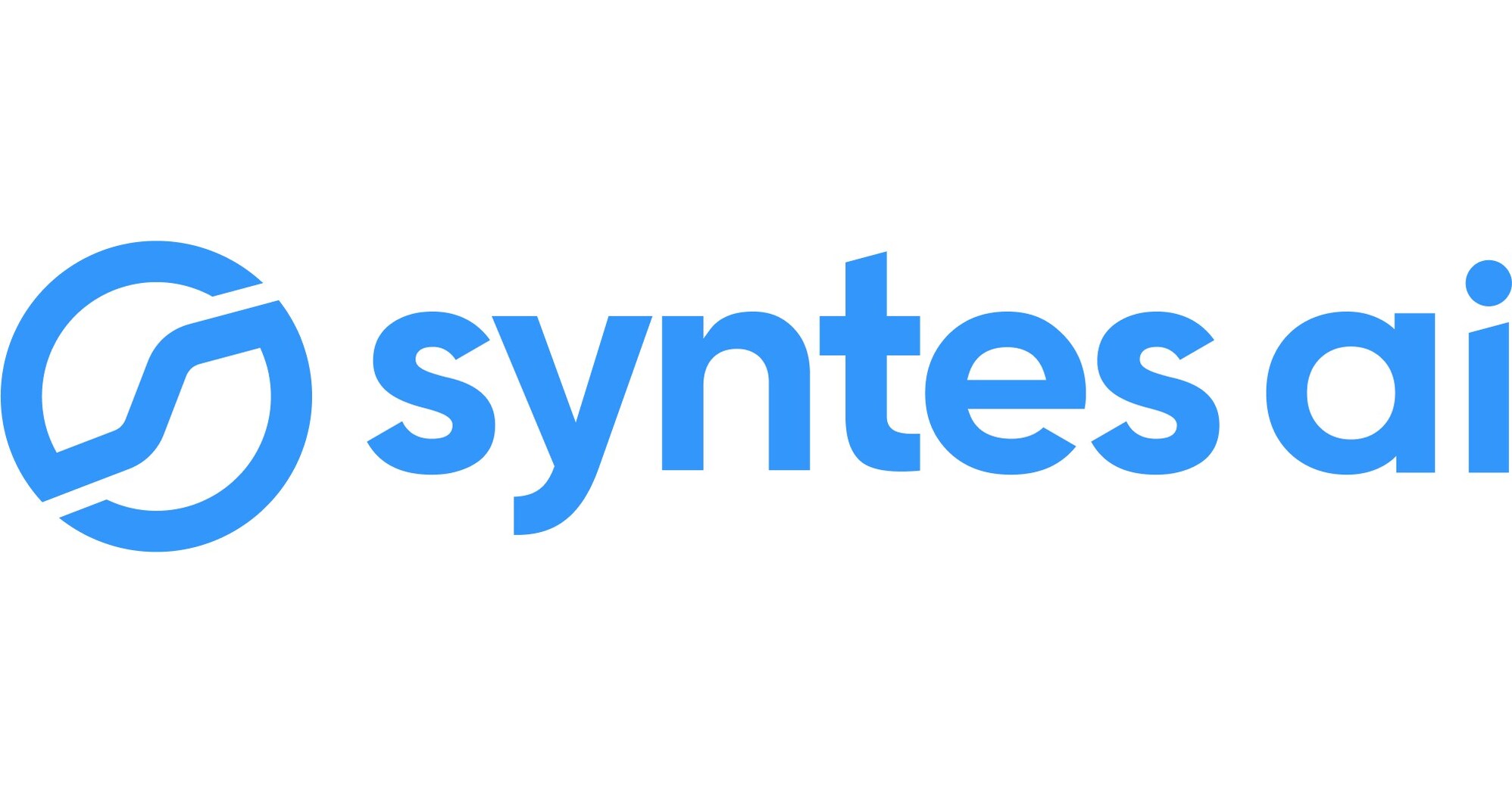 Blue "syntes ai" text with circular logo on white background