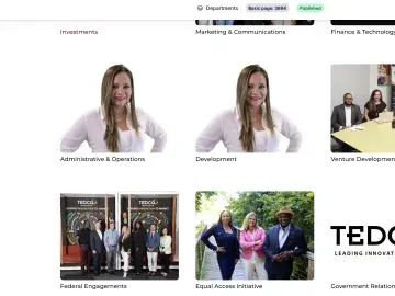 Website dashboard with sidebar menu and grid of event photo thumbnails