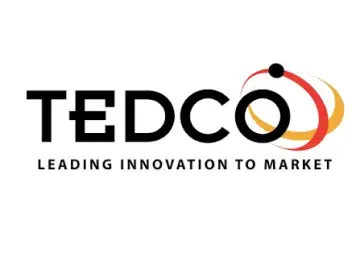 TEDCO logo with tagline “Leading Innovation to Market” and orange circular swoosh