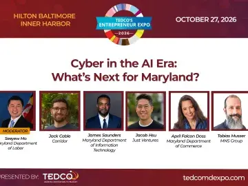 TEDCO event banner: “Cyber in the AI Era: What’s Next for Maryland?” Oct 27, 2026