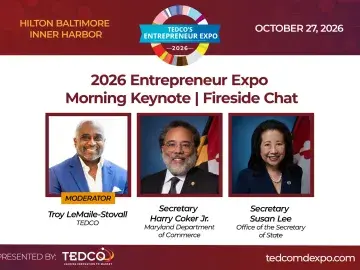 Graphic: 2026 Entrepreneur Expo keynote and fireside chat with three speakers