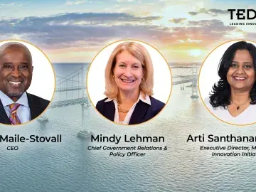 Three floating heads of Troy LeMaile-Stovall, Mindy Lehman, Dr. Arti Santhanam
