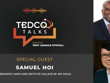TEDCO Talks with Samuel Hoi promo 2 floating heads