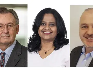 Wayne Swann, director of Morgan State's OTT, left; Arti Santhanam, executive director of MII; and Birol Ozturk, a recipient of MII's Phase I funding.