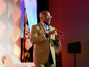 Troy LeMaile-Stovall speaking at TEDCO 2025 Entrepreneur Expo