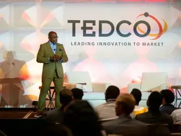 Troy LeMaile-Stovall speaking at TEDCO 2025 Entrepreneur Expo