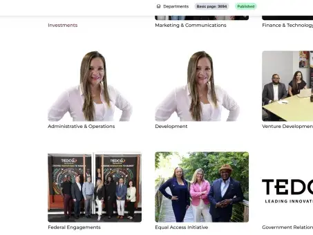 Website dashboard with sidebar menu and grid of event photo thumbnails