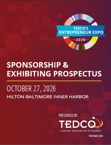 Poster for TEDCO Entrepreneur Expo 2026 sponsorship prospectus, 