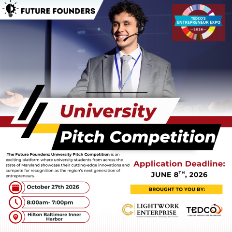 TEDCO's 2026 Entrepreneur Expo- Future Founders: University Innovators Pitch Competition Application Deadline