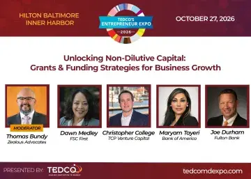 Webinar graphic: Unlocking Non‑Dilutive Capital, Oct 27 2026, four speaker headshots