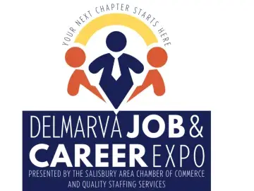 Delmarva Job &amp; Career Expo logo with three figures and a briefcase icon