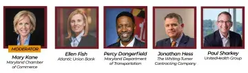 Graphic with five staff headshots in a row, each labeled with name and title.