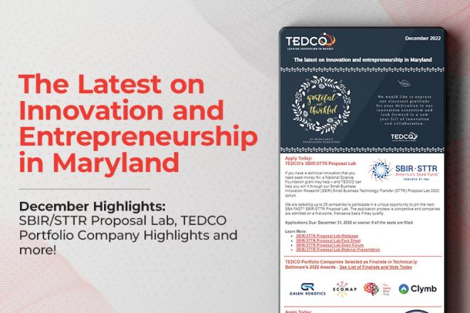 Dec 2022 Newsletter:the latest on innovation and entrepreneurship in MD