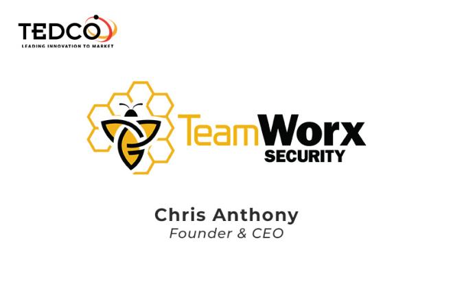 TeamWorx Logo image with Chris Anthony's name and title underneath; TEDCO logo in the top left corner