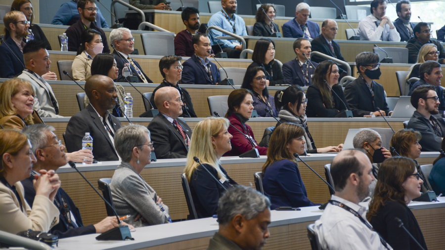 Audience members listened to speakers during the Feb. 8 event in Bethesda, Maryland.